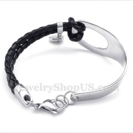Heren Titanium Leren Armband