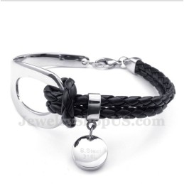 Heren Titanium Leren Armband