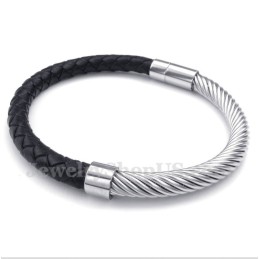 Heren Titanium Leren Armband