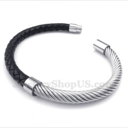 Heren Titanium Leren Armband