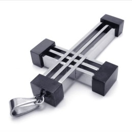 Nieuwe Stijl Geweven Kruis Titanium Hanger (Zwart)