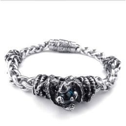 Heren Titanium Gegoten Blauwe Diamant Armband