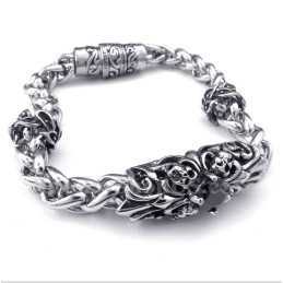 Heren Titanium Gegoten Zwarte Diamanten Armband