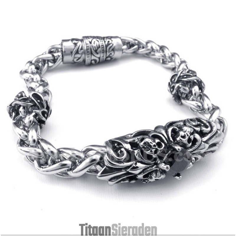 Heren Titanium Gegoten Zwarte Diamanten Armband Heren Titanium Gegoten Zwarte Diamanten Armband