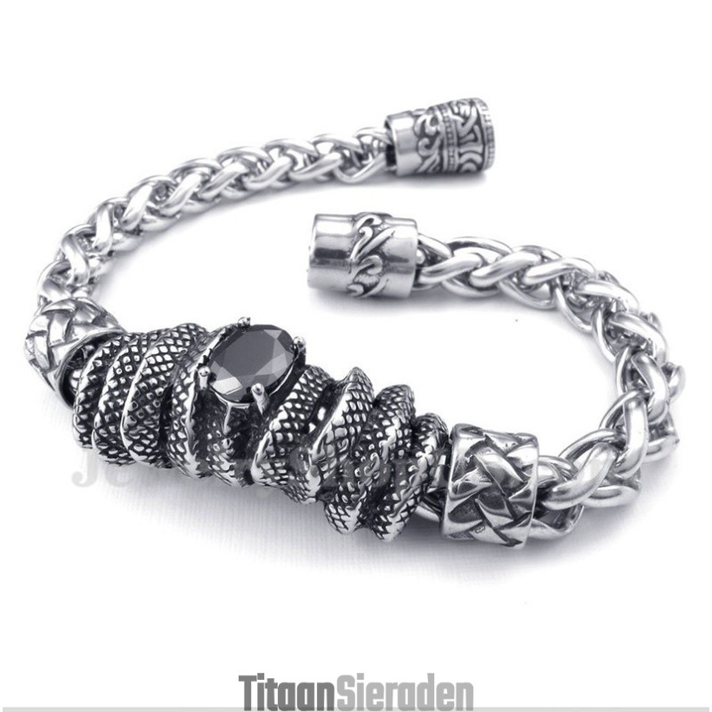 Heren Titanium Gegoten Zwarte Diamanten Armband