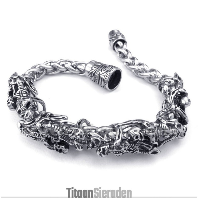 Heren Titanium Gegoten Schedelarmband