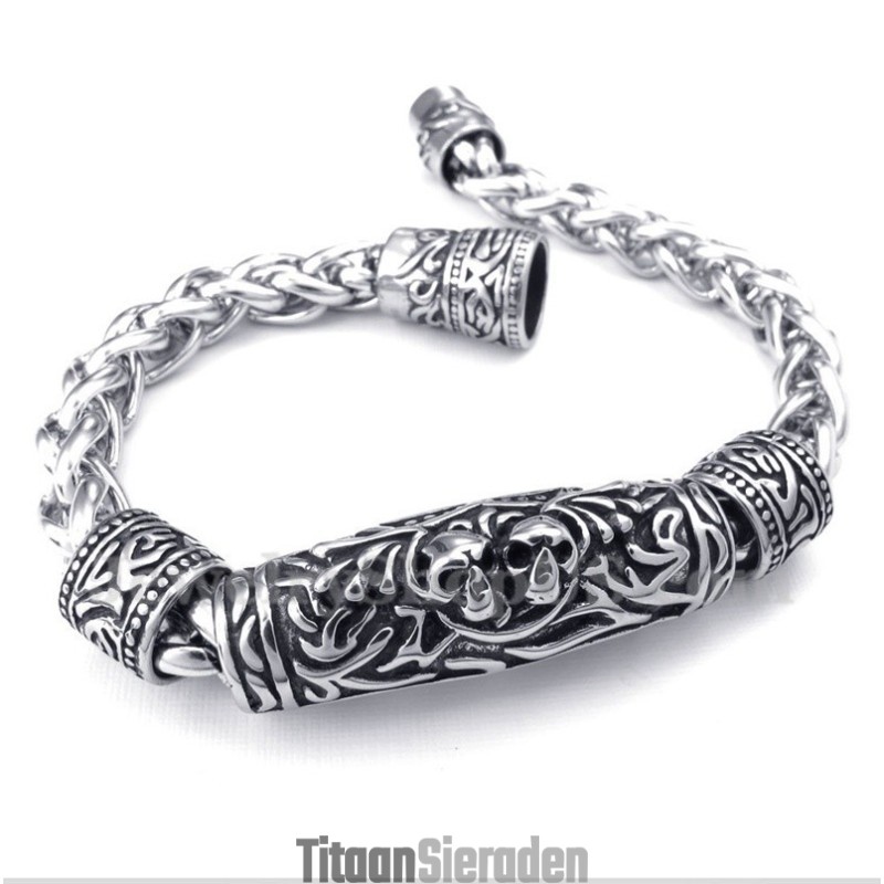 Heren Titanium Gegoten Schedelarmband Heren Titanium Gegoten Schedelarmband