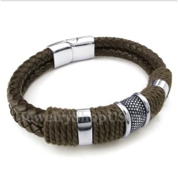 Heren Titanium Leren Armband