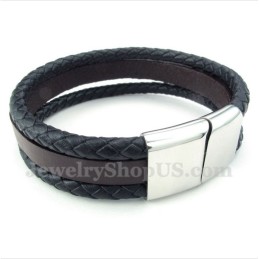 Heren Titanium Leren Armband
