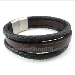 Heren Titanium Leren Armband