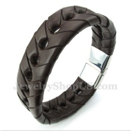 Heren Titanium Leren Armband