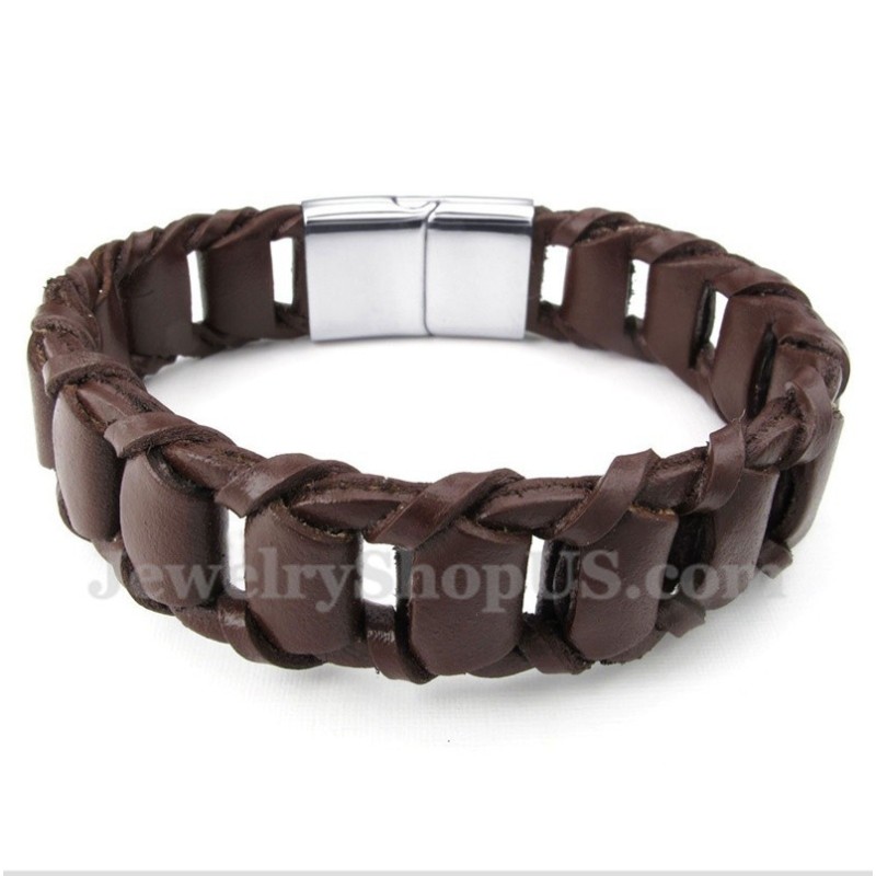 Heren Titanium Leren Armband Heren Titanium Leren Armband