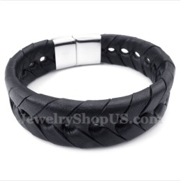 Heren Titanium Leren Armband
