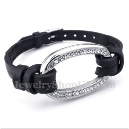 Heren Titanium Leren Armband