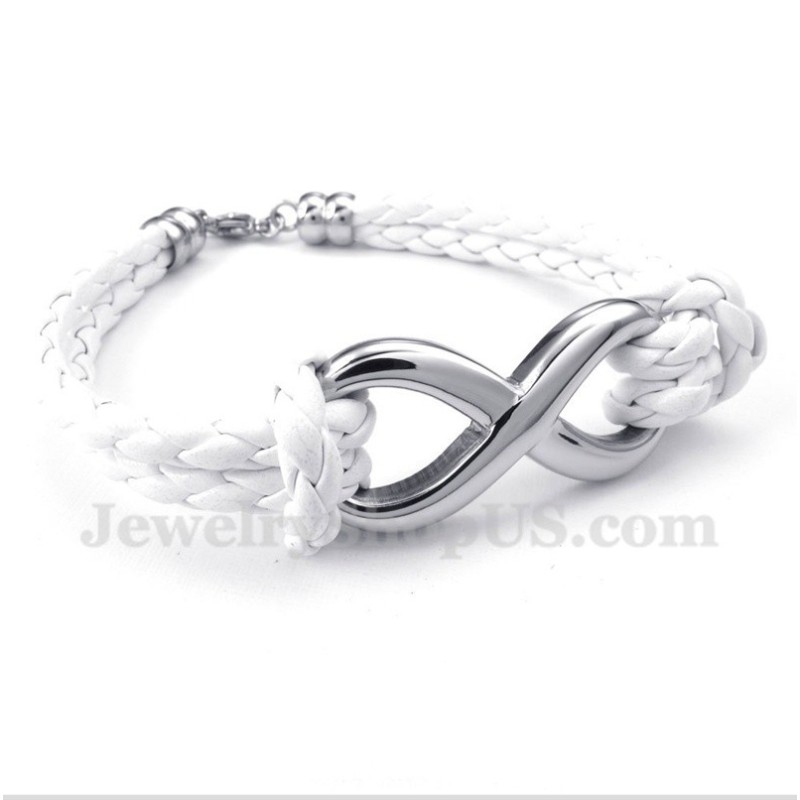 Heren Titanium Infinity Symbool Leren Armband Heren Titanium Infinity Symbool Leren Armband