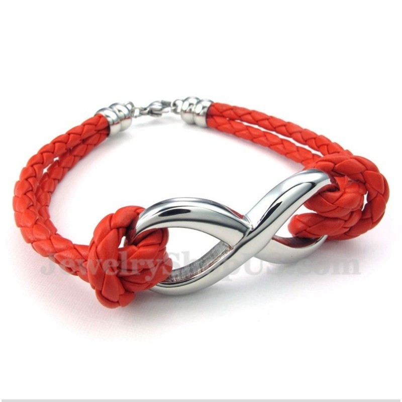 Heren Titanium Infinity Symbool Leren Armband Heren Titanium Infinity Symbool Leren Armband