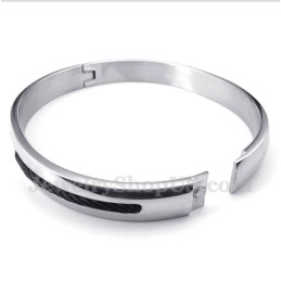Heren Titanium Zwarte Kabel Diamant Armband