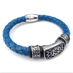 Heren Titanium Leren Armband