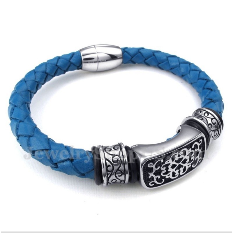 Heren Titanium Leren Armband Heren Titanium Leren Armband