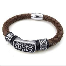 Heren Titanium Leren Armband