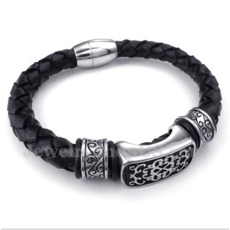 Heren Titanium Leren Armband