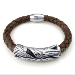 Heren Titanium Leren Armband
