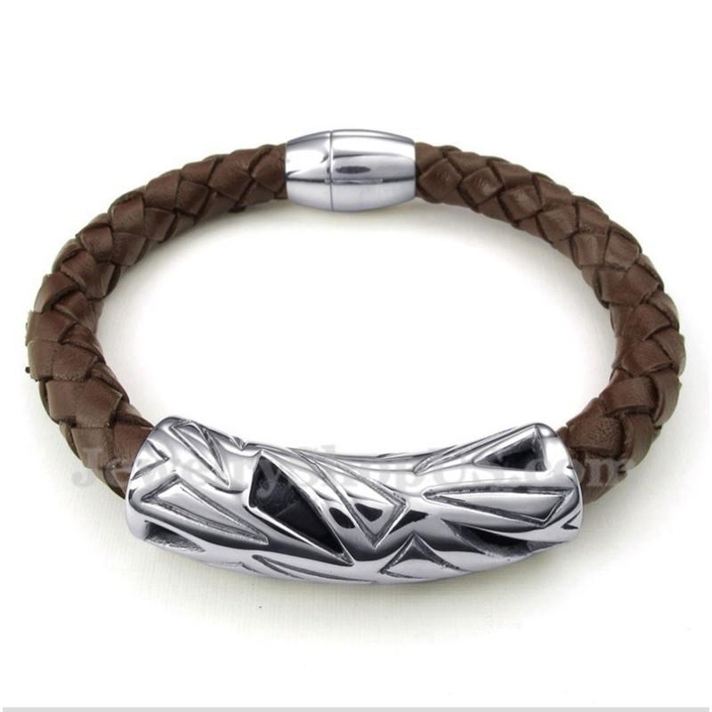 Heren Titanium Leren Armband Heren Titanium Leren Armband
