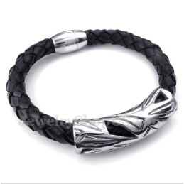 Heren Titanium Leren Armband