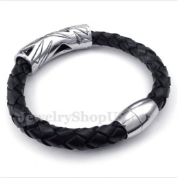 Heren Titanium Leren Armband