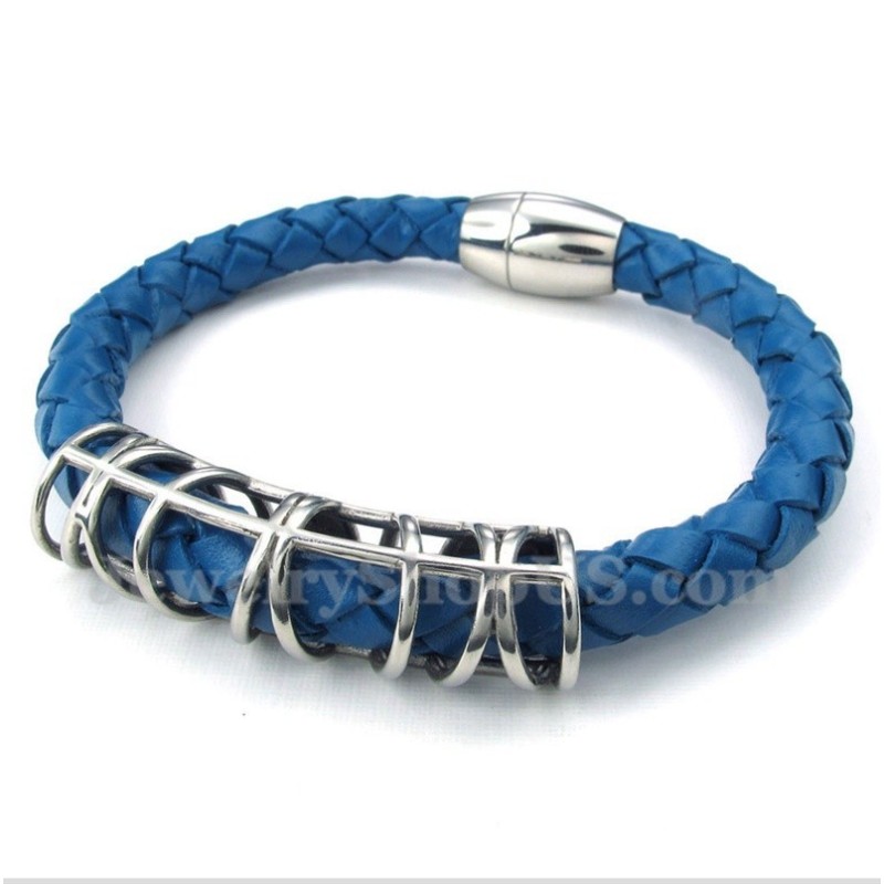 Heren Titanium Leren Armband Heren Titanium Leren Armband