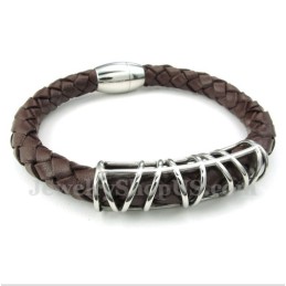 Heren Titanium Leren Armband