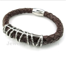 Heren Titanium Leren Armband