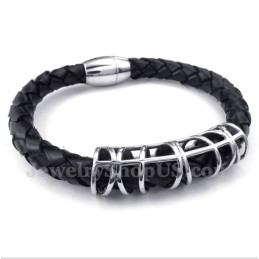 Heren Titanium Leren Armband