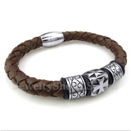 Heren Titanium Leren Armband