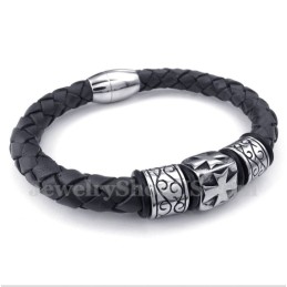 Heren Titanium Leren Armband