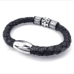 Heren Titanium Leren Armband