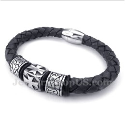 Heren Titanium Leren Armband