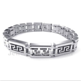 Heren Titanium Griekse Meanderpatroon Armband