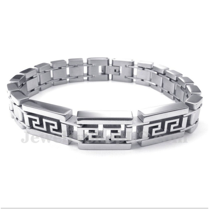 Heren Titanium Griekse Meanderpatroon Armband Heren Titanium Griekse Meanderpatroon Armband
