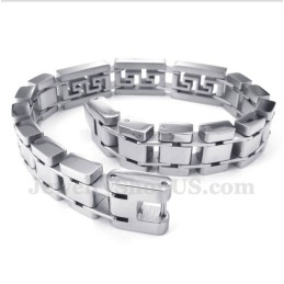 Heren Titanium Griekse Meanderpatroon Armband