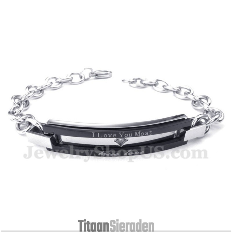 Heren Titanium Zwarte Armband Voor Koppels