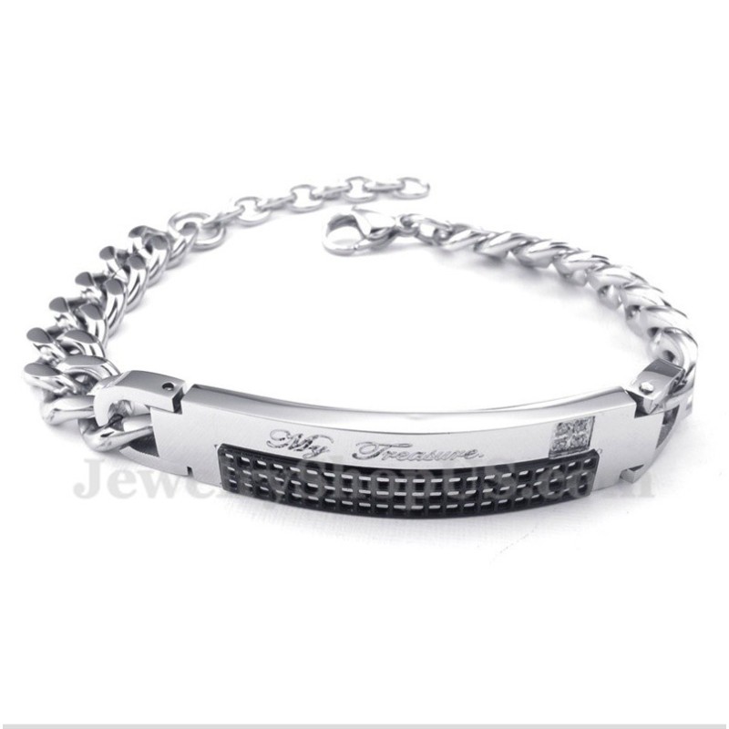 Heren Titanium Zwarte Diamant Heren Koppelarmband Heren Titanium Zwarte Diamant Heren Koppelarmband