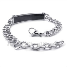 Heren Titanium Zwarte Diamant Heren Koppelarmband