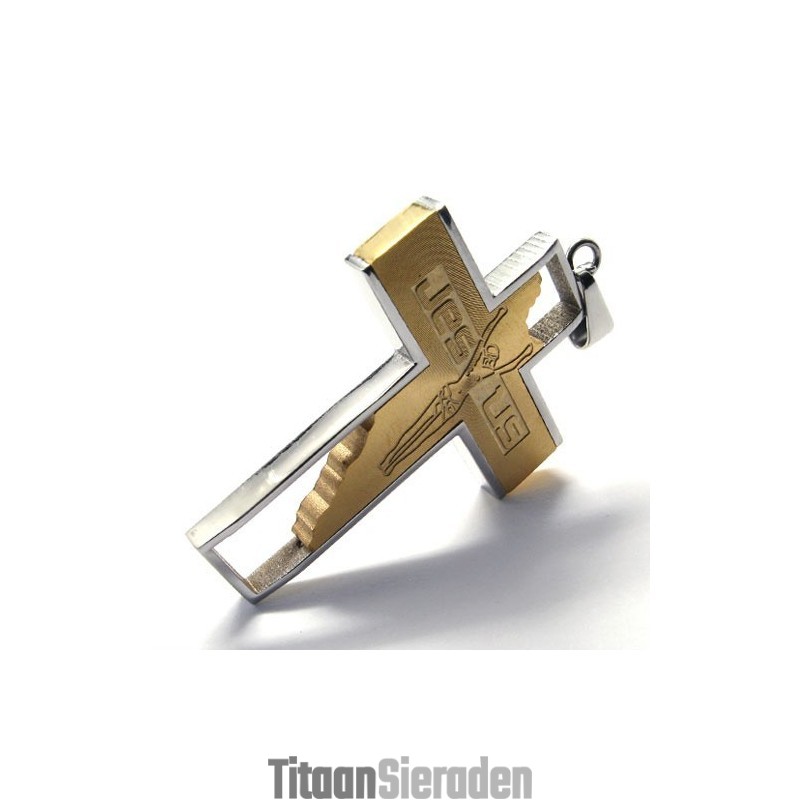Jezus Kruis Titanium Hanger (Goud) Jezus Kruis Titanium Hanger (Goud)