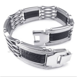 Heren Titanium Griekse Meanderpatroon Armband