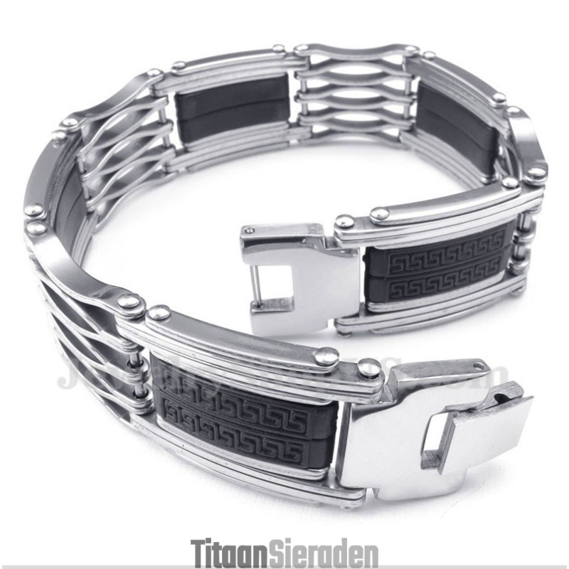 Heren Titanium Griekse Meanderpatroon Armband Heren Titanium Griekse Meanderpatroon Armband