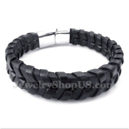 Heren Leren Titanium Armband