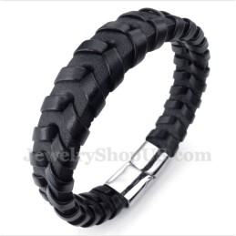 Heren Leren Titanium Armband