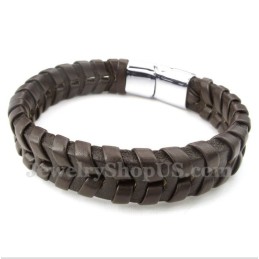 Heren Leren Titanium Armband