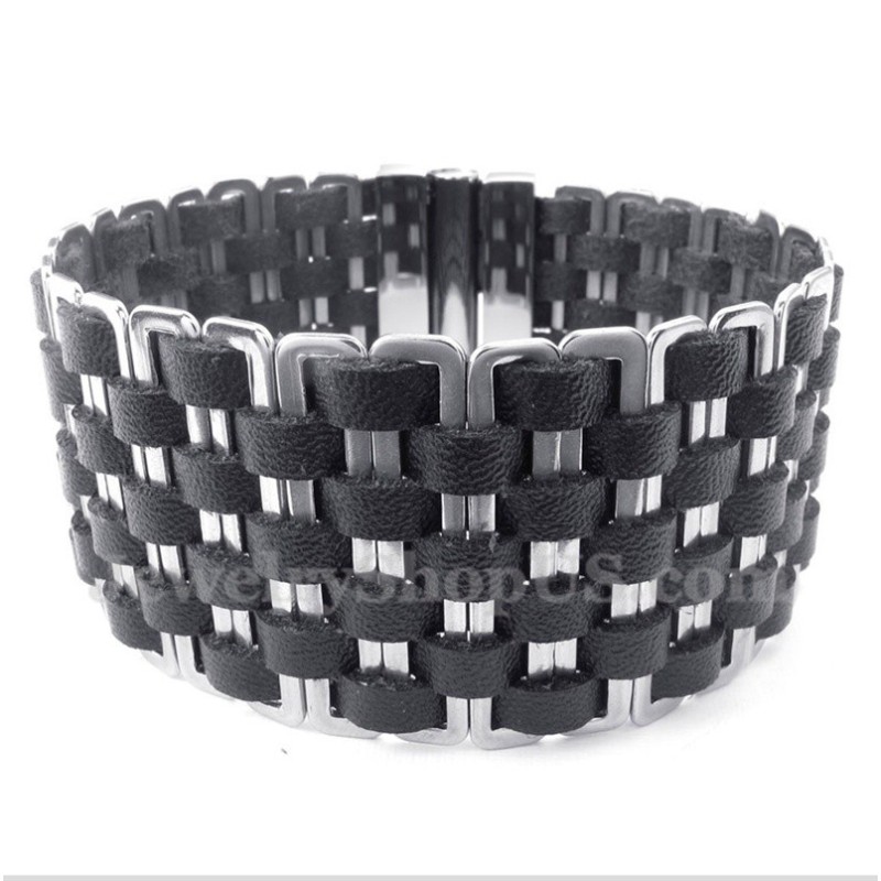 Heren Leren Titanium Armband Heren Leren Titanium Armband